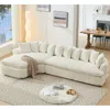Streamdale Furniture Streamdale 127" Large Beige Corduroy Sectional Sofa - Curved Design, High-resilience Foam