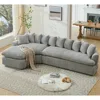 Streamdale Furniture Streamdale 127" Large Curved Sectional Sofa, Corduroy, L-shape - Gray