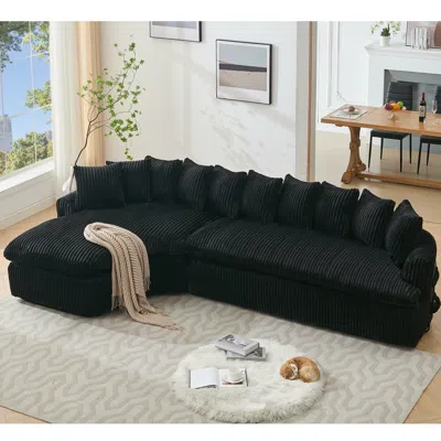 Streamdale Furniture Streamdale 127" Large Sectional Sofa, Curved Design, Soft Corduroy, No Assembly