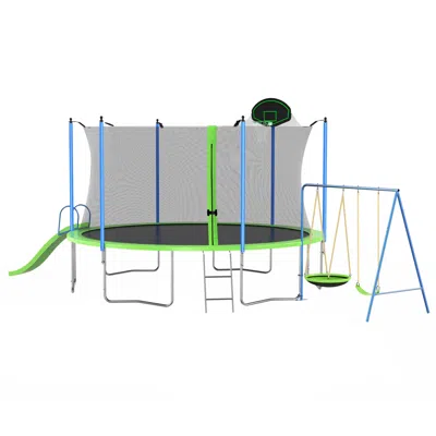 Streamdale Furniture Streamdale 12ft Trampoline With Slide, Swings, Basketball Hoop & Net
