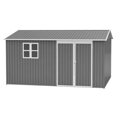 Streamdale Furniture Streamdale 12x10 Ft Outdoor Storage Shed Metal, Large Garden Tool Sheds With Lockable Doors, Grey