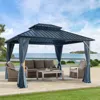 Streamdale Furniture Streamdale 12'x12' Hardtop Gazebo: Steel Roof, Aluminum Frame, Curtains & Netting