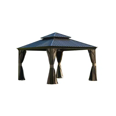 Streamdale Furniture Streamdale 12'x12' Hardtop Gazebo With Aluminum Frame And Double Roof (brown)