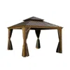 Streamdale Furniture Streamdale 12x12 Hardtop Gazebo With Curtains And Netting