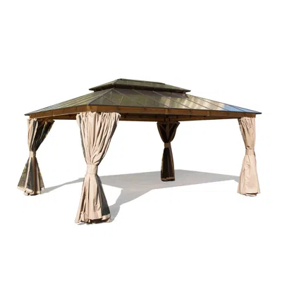 Streamdale Furniture Streamdale 12x16ft Hardtop Gazebo With Polycarbonate Roof & Curtains