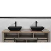 Streamdale Furniture Streamdale 13" Matte Black Vessel Sink Set With Faucet & Drain
