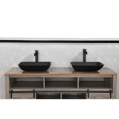 Streamdale Furniture Streamdale 13" Matte Black Vessel Sink Set With Faucet & Drain