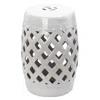 Streamdale Furniture Streamdale 13" X 18" Ceramic Garden Stool With Woven Lattice Design & Glazed Strong Materials Decora