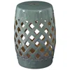 Streamdale Furniture Streamdale 13" X 18" Ceramic Garden Stool With Woven Lattice Design & Glazed Strong Materials Decora