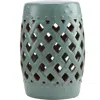 Streamdale Furniture Streamdale 13" X 18" Ceramic Garden Stool With Woven Lattice Design & Glazed Strong Materials Decora