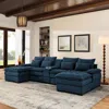 Streamdale Furniture Streamdale 130" U-shaped Sofa With Console, Cupholders, Sleeper & Chaise (blue)