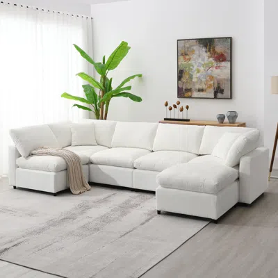 Streamdale Furniture Streamdale 130*65" Modern Modular Cloud Sofa Bed In White
