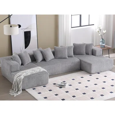 Streamdale Furniture Streamdale 131" Modular Sectional Couch In Gray