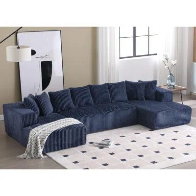 Streamdale Furniture Streamdale 131" Modular Sectional Couch In Blue