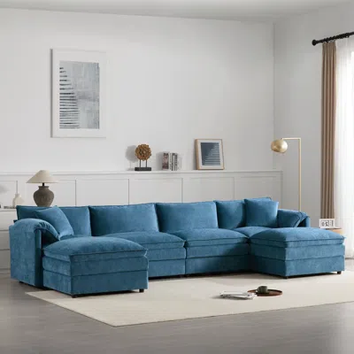 Streamdale Furniture Streamdale 136" Chenille U-shaped Sectional Sofa With Ottomans
