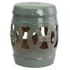 Streamdale Furniture Streamdale 14" X 17" Ceramic Garden Stool With Double-coin Knotted Ring Design & Strong Glazed Mater