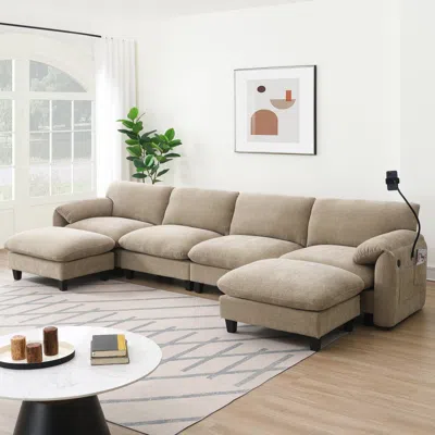 Streamdale Furniture Streamdale 140" Modular U-shape Sectional Sofa W/ Ottoman