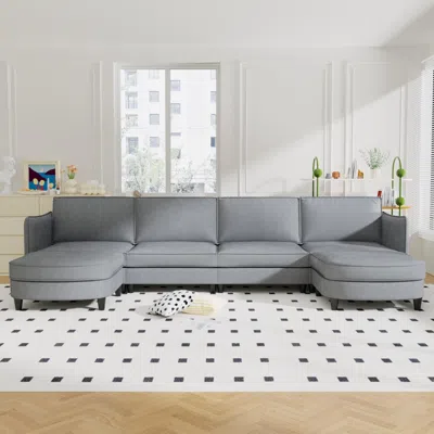 Streamdale Furniture Streamdale 141.5" U-shaped Sofa Couch With Ottoman & Pockets