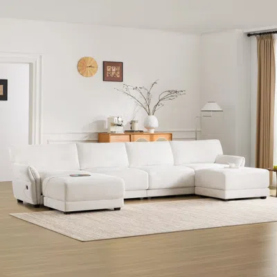 Streamdale Furniture Streamdale 142" Modular U-shape Sofa With Usb Charger & Ottoman