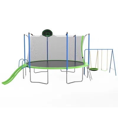 Streamdale Furniture Streamdale 14ft Trampoline With Slide, Swings, Basketball Hoop & Net