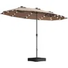 Streamdale Furniture Streamdale 15x9ft Taupe Double-sided Patio Umbrella W/ Light & Base