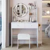 Streamdale Furniture Streamdale 17" Led Vanity Table Set: Touch, 3 Colors, Storage & Power