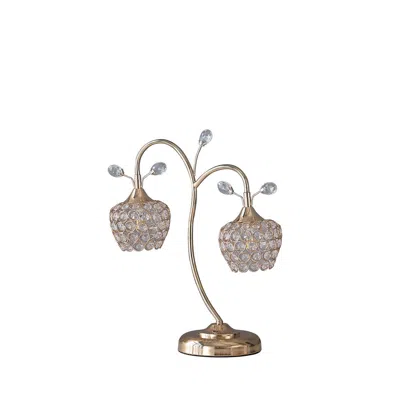 Streamdale Furniture Streamdale 17.25" Rose Gold 2-floral Bell Glam Metal Table Lamp