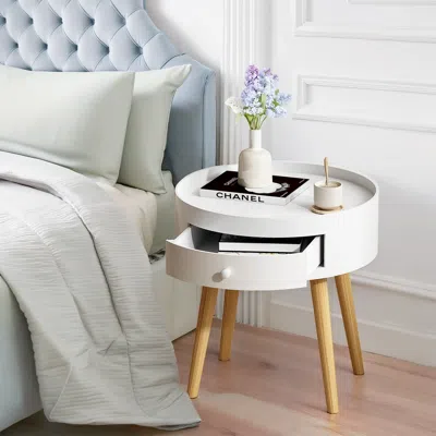 Streamdale Furniture Streamdale 18 H Storage Drawer Bedside Table Bedside Table Sofa Side Coffee In White
