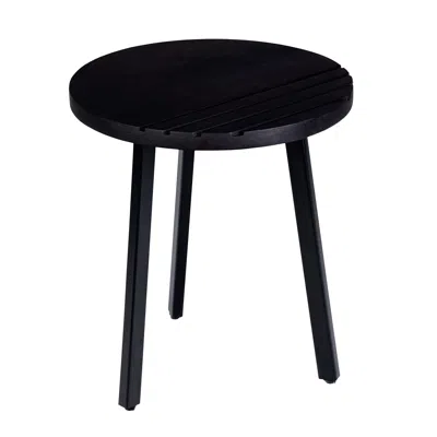 Streamdale Furniture Streamdale 18 Inch Round Mango Wood Side End Table In Black
