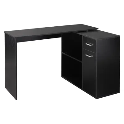 Streamdale Furniture Streamdale 180 Rotating Corner Desk With Storage Shelves And Drawer In Black