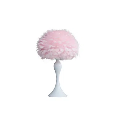 Streamdale Furniture Streamdale 18.25"in Soft Pink Feather Aquina Crisp White Contour Glam Table