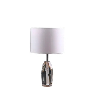 Streamdale Furniture Streamdale 19" Dodecahedron Solid Crystal Prism Table Lamp In Chrome Silver