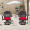 Streamdale Furniture Streamdale 2 Cast Aluminum Swivel Patio Chairs, Black Frame, Random Color Cushions