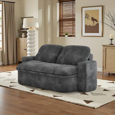 Streamdale Furniture Streamdale 2-in-1 Convertible Sofa Bed With Memory Foam - No Assembly In Gray