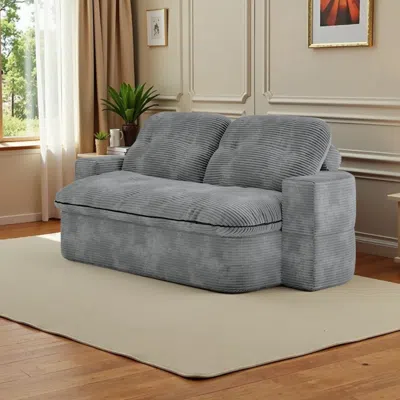 Streamdale Furniture Streamdale 2-in-1 Convertible Sofa Bed With Memory Foam Mattress In Gray