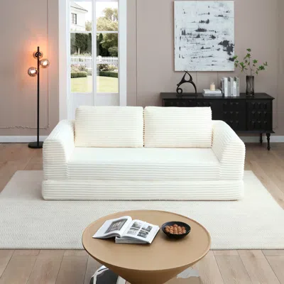 Streamdale Furniture Streamdale 2-in-1 Folding Convertible Sofa Bed, Modern Corduroy Sleeper Couch With 2 Pillows