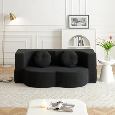 Streamdale Furniture Streamdale 2-in-1 Folding Sofa Bed With Pillow, Twin Sleeper Sofa, Black