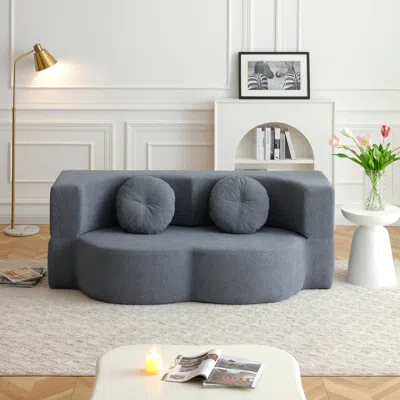 Streamdale Furniture Streamdale 2-in-1 Folding Sofa Bed With Pillow, Twin Sleeper Sofa, Gray In Multi