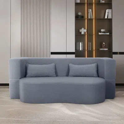 Streamdale Furniture Streamdale 2-in-1 Full Sofa Bed: Teddy Fabric, No Assembly, Pillows, Grey In Gray