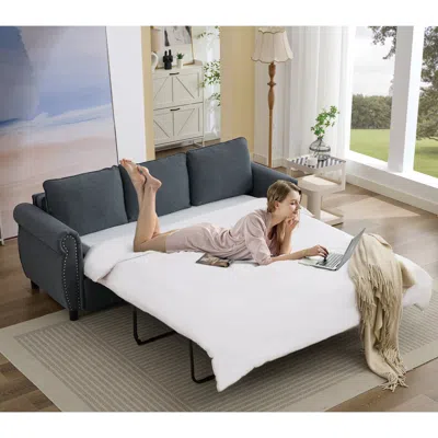 Streamdale Furniture Streamdale 2-in-1 Queen Sleeper Sofa Bed With Memory Foam Mattress, Pull Out Couch Bed (dark Gray) In White