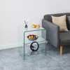 Streamdale Furniture Streamdale 2 Layer Tempered Glass Side Table, Clear Glass Sofa Table
