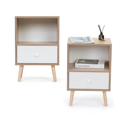 Streamdale Furniture Streamdale 2 Mid Century Wood Nightstands With Drawer