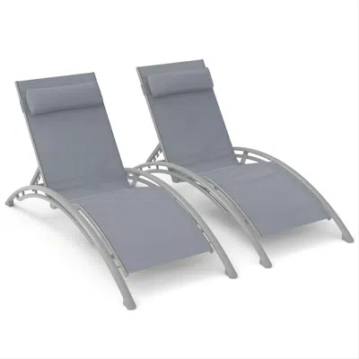 Streamdale Furniture Streamdale 2 Outdoor Chaise Lounge Chairs With Adjustable Backrest