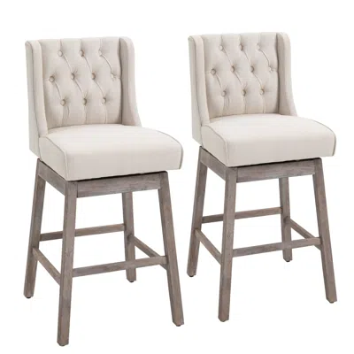 Streamdale Furniture Streamdale 2-pack Beige 30" Barstools With Button Tufted Design