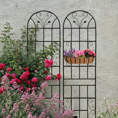 Streamdale Furniture Streamdale 2 Pack Metal Garden Trellis, 86.7" Black