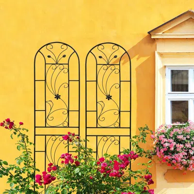 STREAMDALE FURNITURE STREAMDALE 2-PACK METAL GARDEN TRELLIS, 86,7" RUSTPROOF, PEACOCK STYLE, BLACK