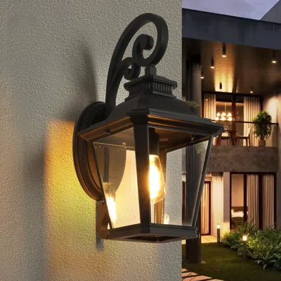 Streamdale Furniture Streamdale 2-pack Wall Lanterns With Glass Panels For Outdoor Lighting