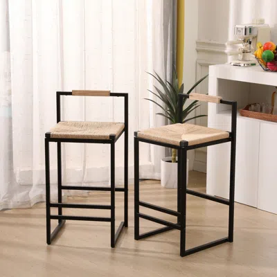 Streamdale Furniture Streamdale 2 Paper Rope Bar Stools With Back