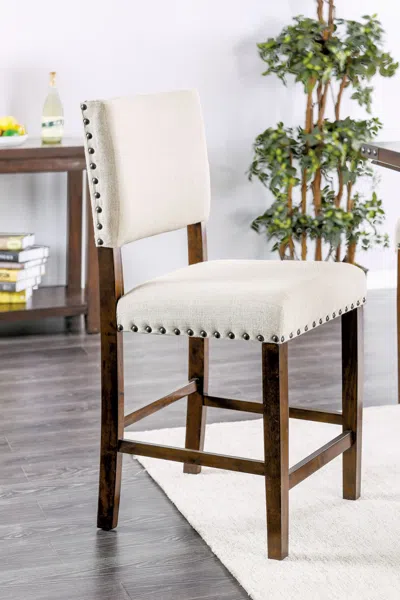 Streamdale Furniture Streamdale 2 Pc Countertop Height Ivory Fabric Chairs In White