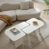 Streamdale Furniture Streamdale 2 Pcs Modern Modular Coffee Table Set, Free-combination Farmhouse Table Set, White